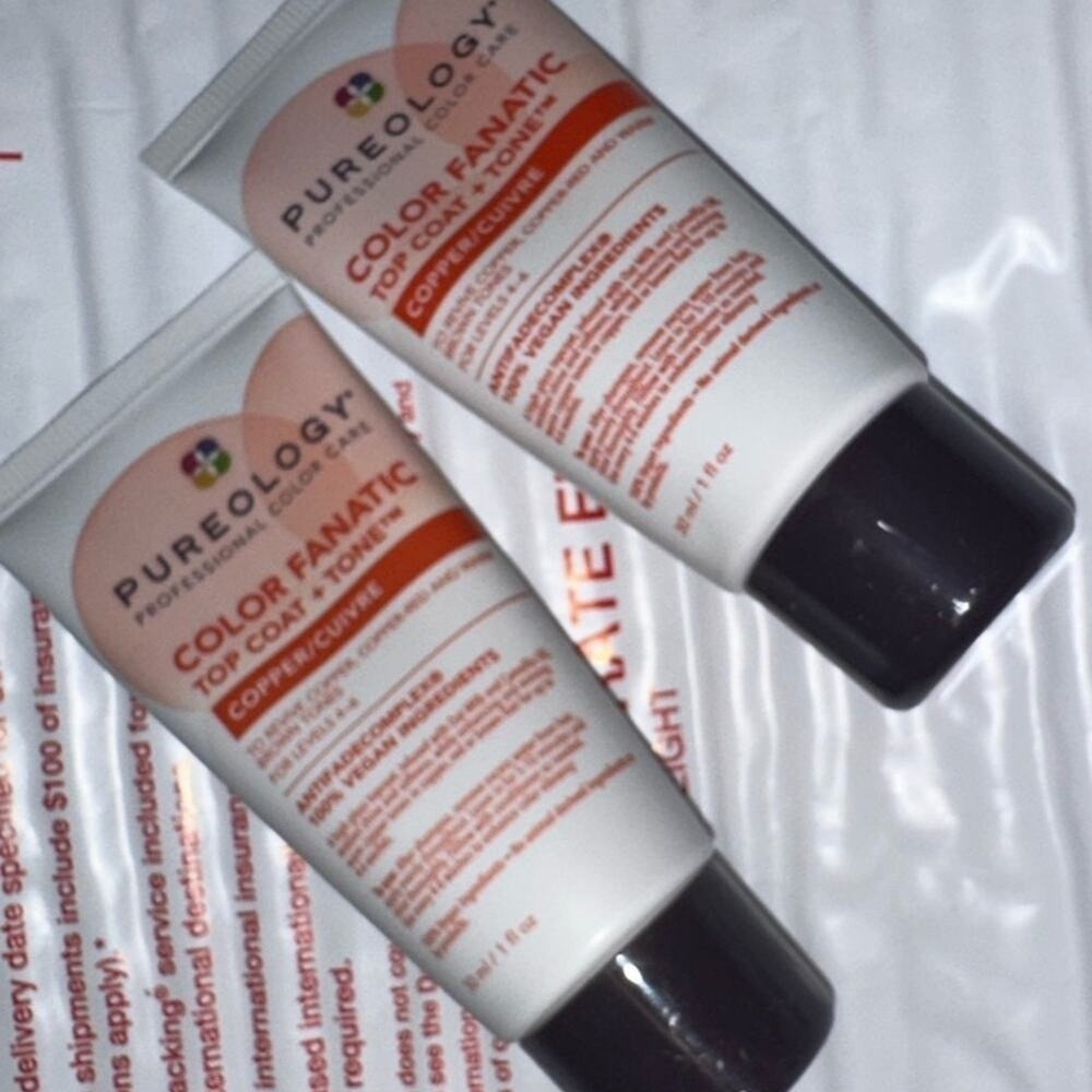 Pureology Color Fanatic Top Coat Tone Copper Hair Gloss Set of 2 1oz Travel Size